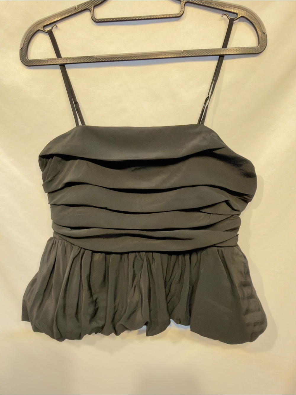 A New Day Women's Black Ruched Peplum Cami Top size Medium NWT